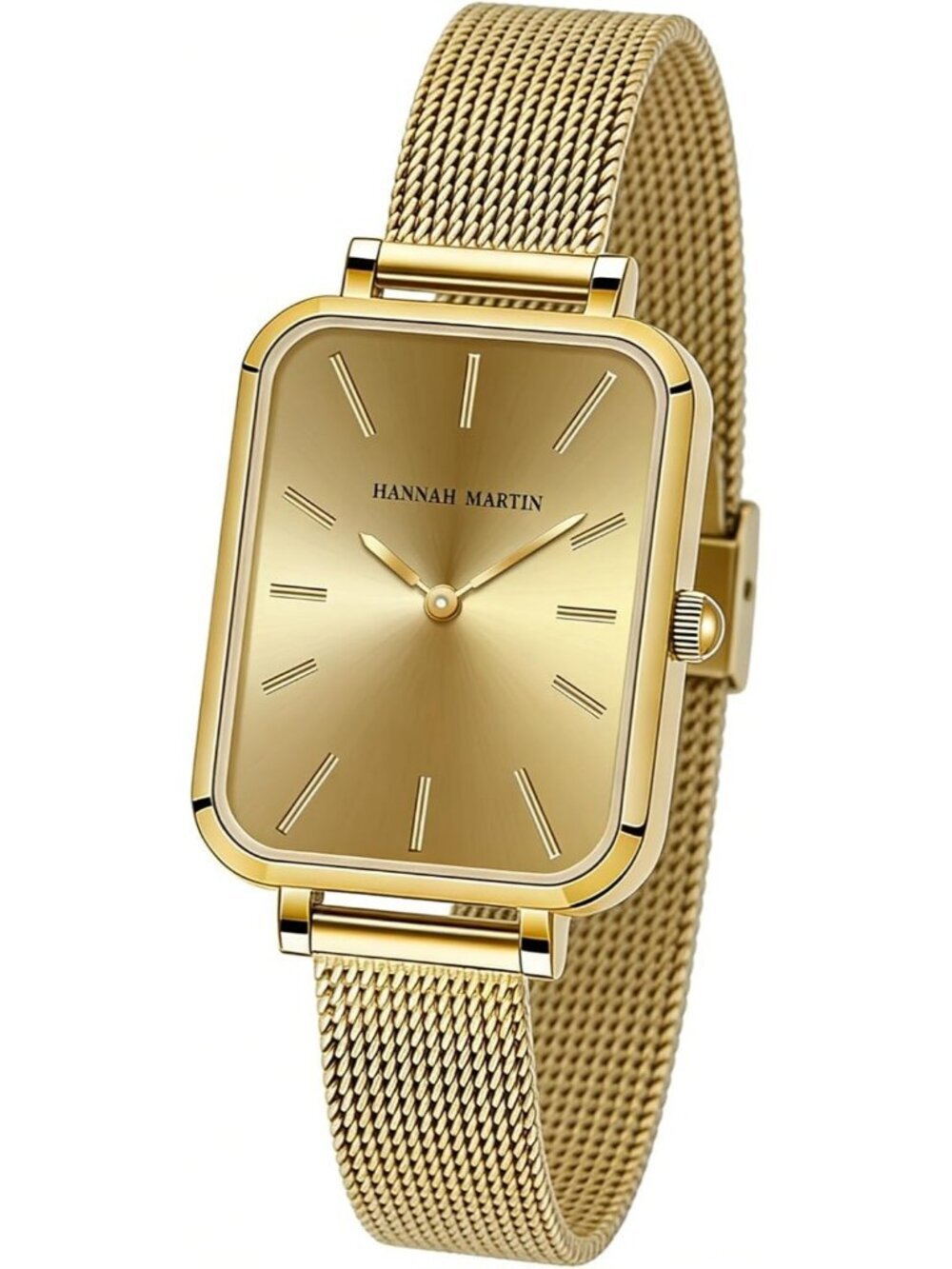 Women's All Gold Analog Quartz Stainless Steel Vintage Rectangular Luxury Watch
